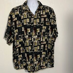 Half Moon Bay XXL bamboo / cotton tropical print Men's Short Sleeve Shirt